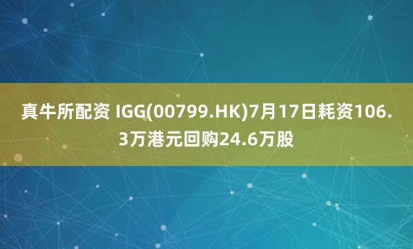 真牛所配资 IGG(00799.HK)7月17日耗资106.3万港元回购24.6万股