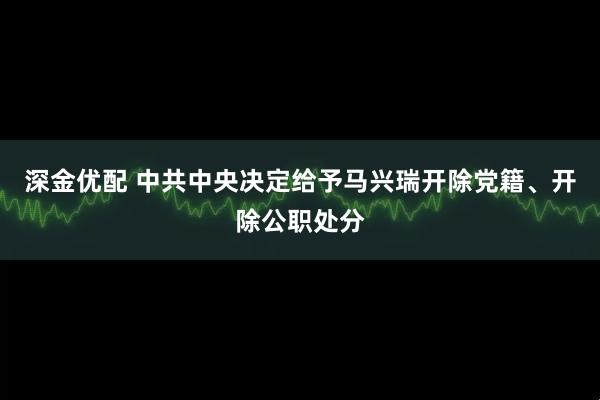 深金优配 中共中央决定给予马兴瑞开除党籍、开除公职处分